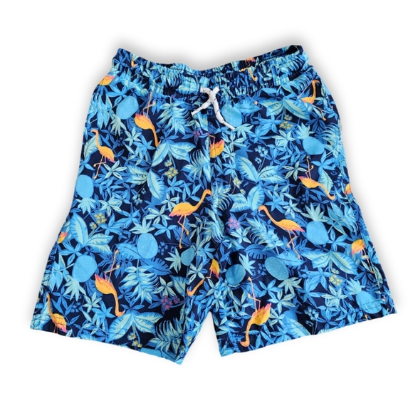 🆕️ Blue Tropical Flamingo Swim Trunks, Kid's 6 - Picture 1 of 6